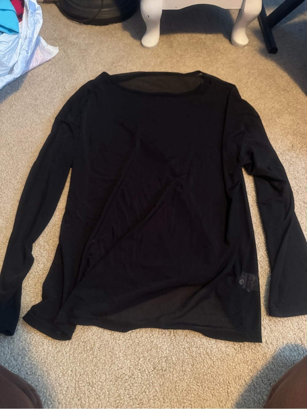 Classic Black Long-Sleeve sheer Women's Top